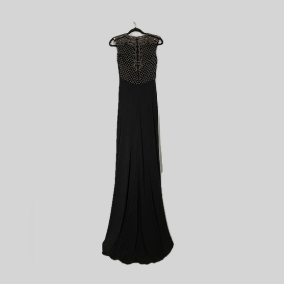 Precious Formals Black‎ Maxi Dress with silver pearl  Detailing size 2 - Picture 3 of 13